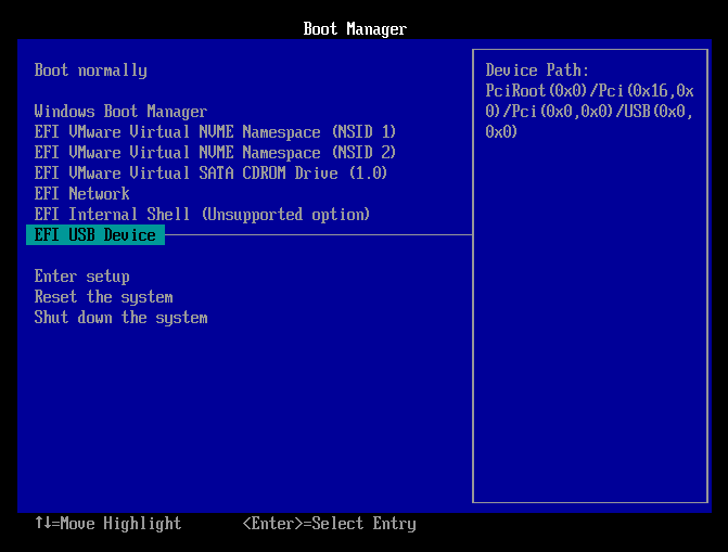 Choose Boot USB