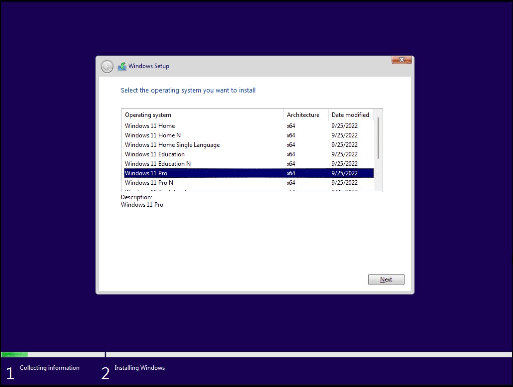 Select Windows Pro