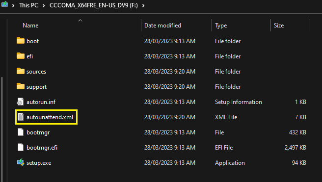 Copy autounattend to USB