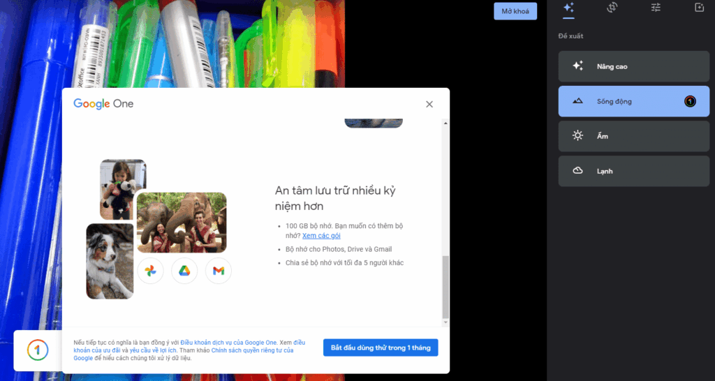 Nâng cấp Google One 100GB miễn phí 7 google one trial