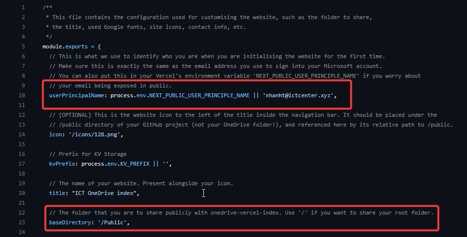 change site config