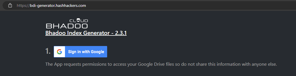 Google drive index sign in