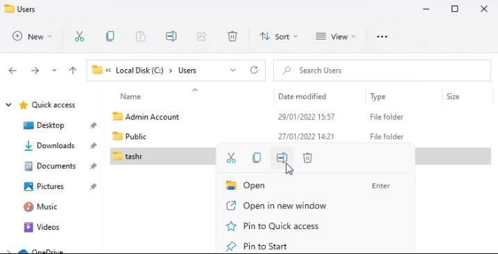 rename user profile folder