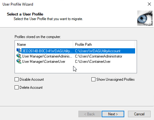 Select user profile