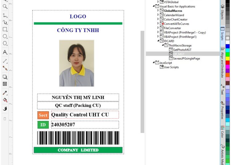 Card staff - print merge trong coreldraw 